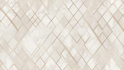 The primary subject of the image is a marble tile wall with a gold border. The setting is a bathroom, and the visual style is a photo. The dominant colors are white and gold, creating a luxurious and elegant atmosphere.