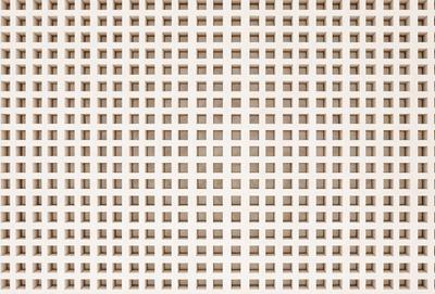 The image features a pattern of small squares, possibly made of wood or other materials. The squares are arranged in a grid-like formation, covering the entire image. The primary subject is the pattern of squares, which creates a visually interesting and cohesive design. The setting is a white background, which allows the pattern to stand out and be the main focus of the image. The visual style is a close-up of the pattern, emphasizing the details and texture of the squares. The colors and mood of the image are predomin