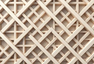 The primary subject of the image is a white, intricate, and ornate design on a wall. The setting is a white wall, and the visual style appears to be a combination of a photo and digital art. The design features a pattern of squares and a white background, creating a clean and elegant appearance. The colors and mood of the image are predominantly white, giving it a calm and sophisticated atmosphere.