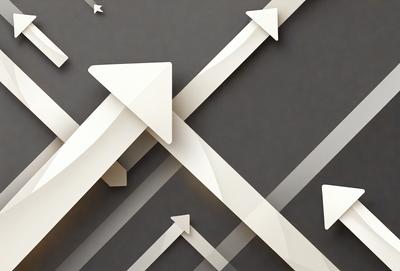 The primary subject of the image is a series of white arrows pointing upwards. The setting is a gray background, which contrasts with the white arrows. The visual style is a combination of digital art and illustration, creating a clean and modern appearance. The colors and mood of the image are predominantly neutral, with the white arrows being the main focus and the gray background providing a subtle contrast.