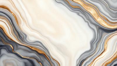 The primary subject of the image is a marble-like stone with a gold and white color scheme. The setting is a white background, which provides a clean and minimalist appearance. The visual style is a close-up of the stone, showcasing its intricate patterns and textures. The colors and mood of the image are elegant and sophisticated, with the gold and white tones creating a sense of luxury and refinement.