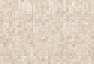 The primary subject of the image is a large, square tile with a pattern of diamond shapes. The tile is white and appears to be made of marble. The setting is a wall, and the visual style is a close-up of the tile. The colors and mood of the image are predominantly white, giving it a clean and elegant appearance.