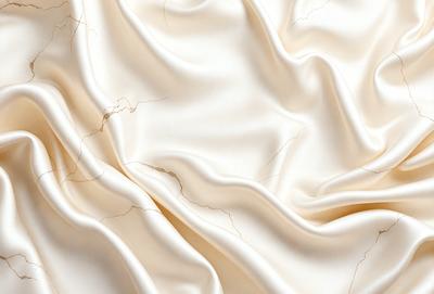 The primary subject of the image is a white sheet of fabric, possibly silk, with a pattern of holes and bumps. The setting is a white background, which provides a clean and minimalist appearance. The visual style is a close-up of the fabric, showcasing its texture and details. The colors and mood of the image are predominantly white, giving it a clean and elegant appearance.