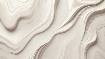 The primary subject of the image is a white, curved wall with a flowing, wavy texture. The setting is a white room, and the visual style appears to be a combination of a photo and digital art. The dominant colors are white, and the overall atmosphere is smooth and elegant.
