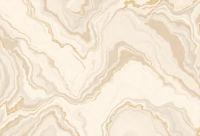 The primary subject of the image is a marble-like patterned wallpaper. The setting is a white wall, and the visual style is a close-up of the wallpaper. The colors and mood of the image are predominantly white, giving it a clean and elegant appearance.