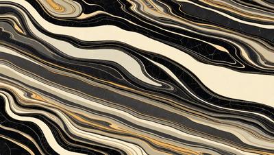 The primary subject of the image is a black and white patterned wallpaper. The setting is a room with a black and white striped wallpaper. The visual style is a patterned wallpaper, which gives the room a unique and artistic appearance. The dominant colors are black and white, creating a classic and timeless atmosphere.