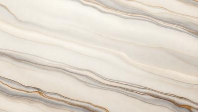 The image features a marble-like surface with a pattern of white and gray stripes. The primary subject is the marble-like surface, which serves as the setting and background of the image. The visual style is a close-up of the marble-like surface, showcasing its intricate pattern. The colors and mood of the image are predominantly white and gray, giving it a clean and elegant appearance.