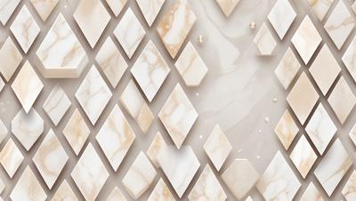 The primary subject of the image is a marble wall with a pattern of square tiles. The setting is a room with a white marble wall, and the visual style is a close-up of the marble wall. The colors and mood of the image are predominantly white, giving it a clean and elegant appearance.