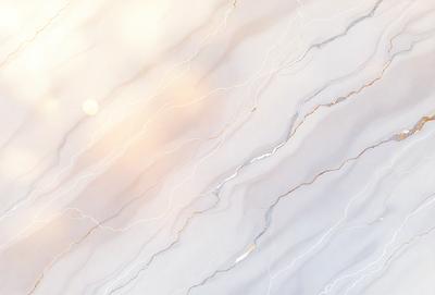 The primary subject of the image is a marble wall with a pattern of white and gold stripes. The setting is a room with a sunlit atmosphere, creating a warm and inviting environment. The visual style is a combination of photo and digital art, as the marble pattern appears to be a digital creation. The colors and mood of the image are predominantly white and gold, giving the space a luxurious and elegant feel.
