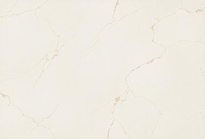 The primary subject of the image is a white marble wall with a gold-colored texture. The setting is a room with a white marble floor. The visual style is a close-up of the marble wall, showcasing its unique texture. The colors and mood of the image are predominantly white and gold, creating a luxurious and elegant atmosphere.