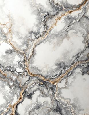 The primary subject of the image is a marble wall with a pattern of gold and white. The setting is a room with a white marble countertop. The visual style is a close-up of the marble wall, showcasing its intricate design. The colors and mood of the image are elegant and sophisticated, with the gold and white marble creating a luxurious and timeless atmosphere.