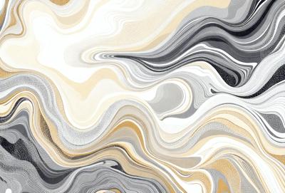 The primary subject of the image is a patterned wallpaper with a mix of gray, white, and black colors. The setting is a room with a patterned wallpaper, which serves as the background. The visual style of the image is a combination of digital art and illustration, creating a unique and artistic appearance. The dominant colors in the image are gray, white, and black, giving it a modern and sophisticated feel.