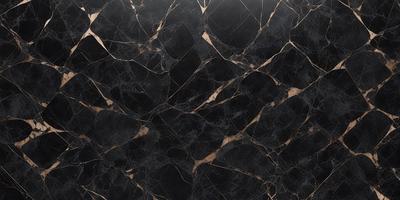 The primary subject of the image is a black marble countertop. The setting is a kitchen, with the countertop being the main focus of the scene. The visual style is a close-up of the marble countertop, showcasing its texture and pattern. The colors and mood of the image are predominantly dark, with the black marble providing a striking contrast against the lighter background.