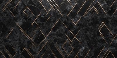 The primary subject of the image is a black and gold marble tile pattern. The setting is a black and gold marble tile wall, which serves as the background. The visual style is a close-up of the marble tile pattern, showcasing the intricate design. The colors and mood of the image are predominantly black and gold, giving it a luxurious and elegant appearance.
