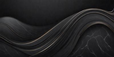 The primary subject of the image is a black and gold painting of a wave. The setting is a dark background, which contrasts with the wave's vibrant colors. The visual style is a painting, and the colors and mood convey a sense of depth and movement.