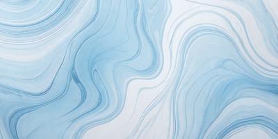 The primary subject of the image is a blue and white swirling pattern, which appears to be a painting or a digital artwork. The setting is a white wall, and the visual style suggests that it is a digital artwork. The dominant colors are blue and white, creating a calming and soothing atmosphere.