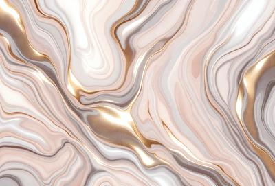 The primary subject of the image is a marble-like surface with a gold-like pattern. The setting is a room with a wall featuring this unique design. The visual style is a combination of a photo and digital art, creating a striking and eye-catching pattern. The colors and mood of the image are predominantly gold and neutral, giving it a luxurious and elegant appearance.