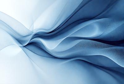 The primary subject of the image is a blue, flowing, and swirling pattern. The setting is a white background, which contrasts with the blue pattern. The visual style is a digital art or illustration, creating a dynamic and vibrant atmosphere. The dominant colors are blue and white, with the blue pattern being the main focus of the image.