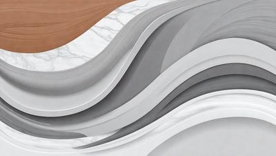 The image features a white marble countertop with a series of books arranged on it. The books are placed in a way that creates a visually appealing pattern, giving the impression of a wave or a flowing motion. The countertop appears to be a part of a kitchen or a living space, adding a touch of elegance and sophistication to the area.