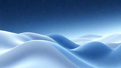 The primary subject of the image is a large, curved, and blue wave. The setting is a night sky, with the wave extending across the entire image. The visual style is a digital art or illustration, creating a sense of depth and movement. The dominant colors are blue and white, with the blue wave and the night sky creating a serene and calming atmosphere.