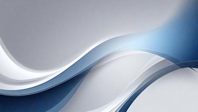 The primary subject of the image is a blue and white wave pattern. The setting is a gray background, which provides a clean and minimalist appearance. The visual style is a combination of digital art and illustration, creating a modern and sophisticated look. The dominant colors are blue and white, which evoke a sense of calmness and tranquility.