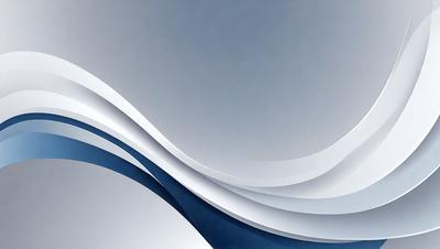 The primary subject of the image is a large, curved, and flowing blue and white design. The setting is a white wall, and the visual style appears to be a combination of digital art and illustration. The colors and mood of the image are predominantly blue and white, creating a sense of calmness and elegance.