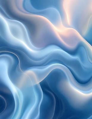 The primary subject of the image is a blue and white swirling pattern, which appears to be a digital art or illustration. The setting is a blue background, and the visual style is a combination of digital art and illustration. The dominant colors are blue and white, creating a calm and soothing atmosphere.