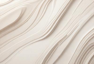 The primary subject of the image is a white, textured wall with a pattern of waves. The setting is a room with a white background, and the visual style appears to be a combination of a photo and digital art. The dominant colors are white and gray, creating a clean and minimalist atmosphere.
