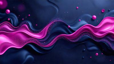 The primary subject of the image is a pink and purple swirl, which appears to be a digital art or illustration. The setting is a dark blue background, creating a contrasting effect. The visual style suggests that the swirl is a pattern or texture, possibly resembling a wave or a flowing substance. The colors and mood of the image are predominantly pink and purple, giving it a vibrant and lively atmosphere.