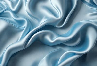 The primary subject of the image is a close-up of a blue fabric, possibly a piece of silk, with a ruffled texture. The setting is a room with a blue background, which adds to the overall atmosphere. The visual style is a combination of a photo and a digital art, creating a unique and intricate pattern. The colors and mood of the image are predominantly blue, giving it a calm and serene appearance.