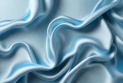 The primary subject of the image is a blue fabric, which appears to be a piece of silk. The setting is a blue background, which complements the blue fabric. The visual style is a close-up of the fabric, showcasing its texture and details. The colors and mood of the image are predominantly blue, creating a calm and serene atmosphere.