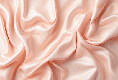 The primary subject of the image is a close-up of a pink fabric, possibly silk, with a smooth and shiny texture. The setting is a pink background, which complements the fabric's color. The visual style appears to be a photo, capturing the fabric's details and texture. The colors and mood of the image are predominantly pink, creating a warm and inviting atmosphere.