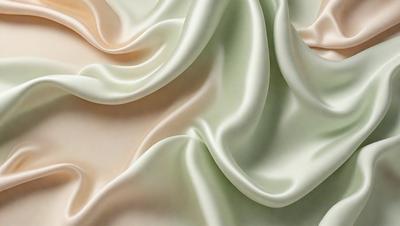 The primary subject of the image is a white fabric, possibly a piece of silk, with a pinkish hue. The setting is a white background, which provides a clean and minimalist appearance. The visual style is a close-up of the fabric, showcasing its texture and details. The colors and mood of the image are predominantly white and pink, creating a soft and elegant atmosphere.