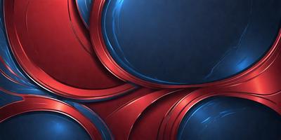 The primary subject of the image is a red and blue circle, which is part of a larger design. The setting is a blue background, and the visual style appears to be a digital art or illustration. The dominant colors are red and blue, creating a bold and vibrant atmosphere.
