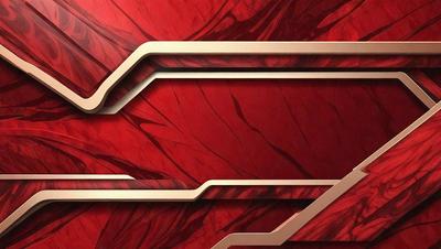 The primary subject of the image is a red marble wall with a gold trim. The setting is a room with a red marble wall, and the visual style is a combination of a photo and digital art. The dominant colors are red and gold, creating a warm and luxurious atmosphere.