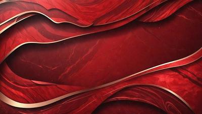 The primary subject of the image is a red marbled wall with a patterned texture. The setting is a room with a red marbled wall as the main focus. The visual style is a combination of a photo and digital art, creating a unique and eye-catching design. The dominant colors are red and maroon, giving the wall a rich and luxurious appearance.