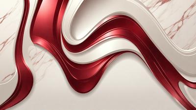 The primary subject of the image is a large, red, curved wall. The setting is a white wall, which provides a contrasting background. The visual style is a combination of digital art and illustration, creating a unique and eye-catching design. The dominant colors are red and white, giving the image a bold and striking appearance.