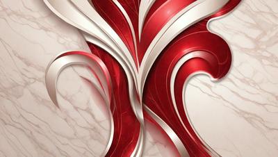 The primary subject of the image is a heart-shaped design, which is a part of a larger artwork. The setting is a marble surface, and the visual style appears to be a combination of digital art and illustration. The heart is the main focus of the image, and the colors are predominantly red and white, creating a warm and inviting atmosphere.