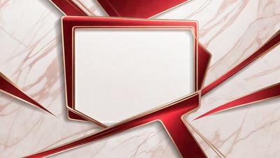 The primary subject of the image is a red square with a white square in the middle. The setting is a marble surface, and the visual style appears to be a combination of digital art and illustration. The dominant colors are red and white, creating a bold and striking appearance.