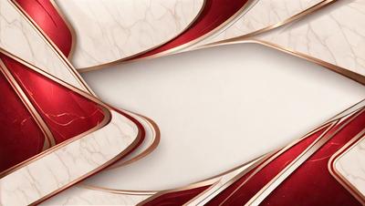 The primary subject of the image is a white marble wall with a red and gold design. The setting is a room with a white background. The visual style is a combination of digital art and illustration, creating a unique and eye-catching design. The dominant colors are red and gold, giving the wall a luxurious and elegant appearance.