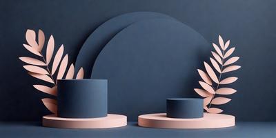 The primary subject of the image is a blue vase with a pink flower on top. The vase is placed on a pink pedestal, which is situated on a blue surface. The setting appears to be a studio or a well-lit room, as the vase and pedestal are the main focus of the image. The visual style is a combination of digital art and illustration, creating a visually appealing and artistic composition. The colors and mood of the image are predominantly blue and pink