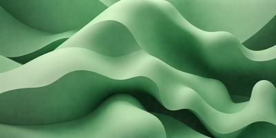 The primary subject of the image is a large, curved, and wavy green surface. The setting is a green background, and the visual style appears to be a digital art or illustration. The dominant colors are green, and the overall atmosphere is smooth and flowing.
