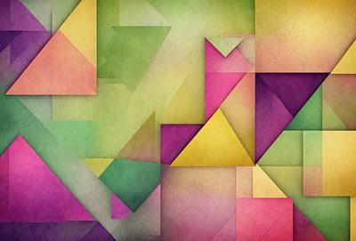 The primary subject of the image is a colorful, abstract artwork featuring a mix of green, yellow, and purple colors. The setting is a wall, and the visual style appears to be a combination of digital art and illustration. The artwork creates a vibrant and lively atmosphere, with the colors and patterns creating a sense of depth and movement.
