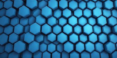 The primary subject of the image is a blue background with a pattern of blue hexagons. The setting is a blue wall, and the visual style is a digital art or illustration. The dominant colors are blue, and the overall atmosphere is calm and visually appealing.