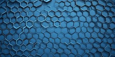 The primary subject of the image is a blue background with a pattern of hexagonal shapes. The setting appears to be a wall or a surface with a blue hue. The visual style of the image is a close-up of the blue hexagonal pattern, which gives it a digital art or illustration appearance. The dominant colors in the image are blue and the hexagonal shapes, creating a calm and visually appealing atmosphere.
