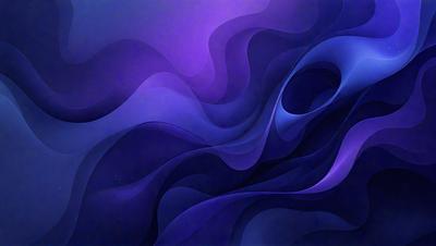 The primary subject of the image is a purple and blue swirling pattern, which appears to be a digital art or illustration. The setting is a dark blue background, and the visual style suggests that the image is a painting or a digital artwork. The colors and mood of the image are predominantly purple and blue, creating a sense of depth and intrigue.