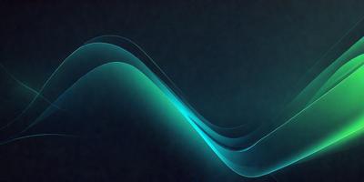The primary subject of the image is a blue and green wave, which is the main focus of the image. The setting is a dark background, which contrasts with the vibrant colors of the wave. The visual style is a digital art or illustration, as the wave is depicted in a detailed and artistic manner. The colors and mood of the image are predominantly blue and green, creating a sense of calmness and tranquility.