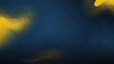 The primary subject of the image is a blue background with a pattern of yellow dots. The setting appears to be a dark room, and the visual style is a combination of a photo and a digital art. The dominant colors are blue and yellow, creating a calm and soothing atmosphere.