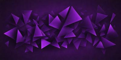 The primary subject of the image is a purple geometric pattern. The setting is a dark purple background, which creates a contrast with the pattern. The visual style is a digital art or illustration, as the pattern is composed of triangles and other geometric shapes. The dominant colors are purple and black, giving the image a modern and sophisticated mood.