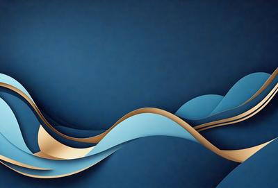 The primary subject of the image is a blue background with a wave-like pattern. The setting is a dark blue background, which creates a contrast with the wave pattern. The visual style is a digital art or illustration, as the wave pattern is created using a computer or digital tools. The colors and mood of the image are predominantly blue, with a sense of calmness and tranquility.